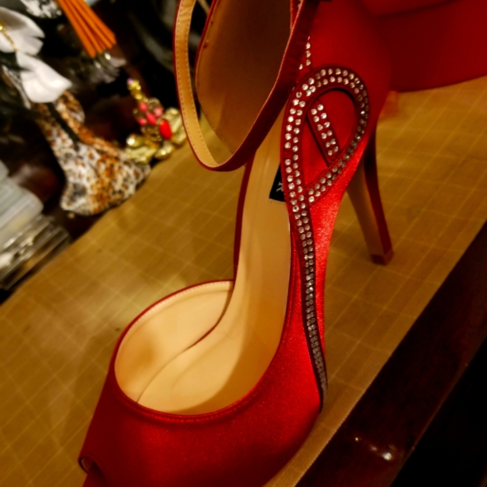 Evening Cranberry Peeptoe/ Strap Party Shoe. Great for a Wedding or Anniversary!